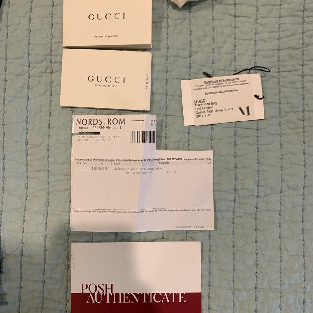 Gucci Red Leather Drawstring Bag - image 8